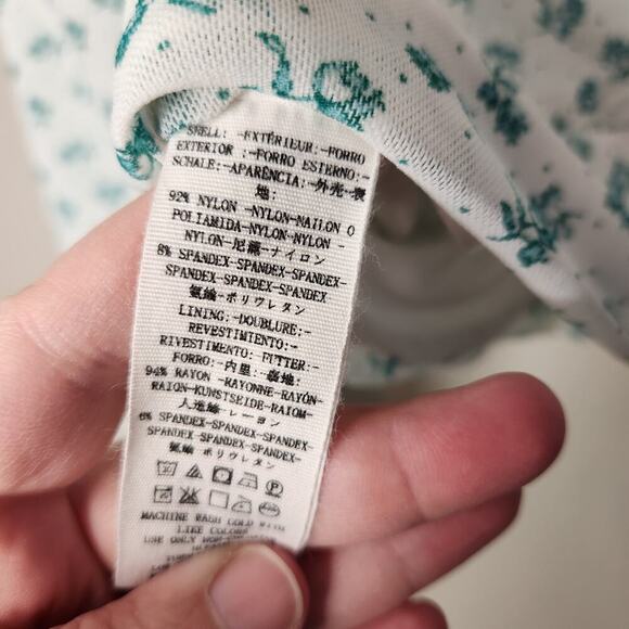 Free People Size Small Sweetie Pie Blouse Teal & Blue Floral Print Top - Picture 11 of 11